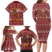 Horse Through The Snow Christmas Design Family Matching Long Sleeve Bodycon Dress and Hawaiian Shirt Xmas Holiday Patterns - Wonder Print Shop