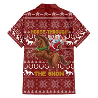 Horse Through The Snow Christmas Design Family Matching Long Sleeve Bodycon Dress and Hawaiian Shirt Xmas Holiday Patterns - Wonder Print Shop