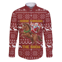Horse Through The Snow Christmas Design Family Matching Long Sleeve Bodycon Dress and Hawaiian Shirt Xmas Holiday Patterns - Wonder Print Shop