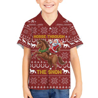 Horse Through The Snow Christmas Design Family Matching Long Sleeve Bodycon Dress and Hawaiian Shirt Xmas Holiday Patterns - Wonder Print Shop