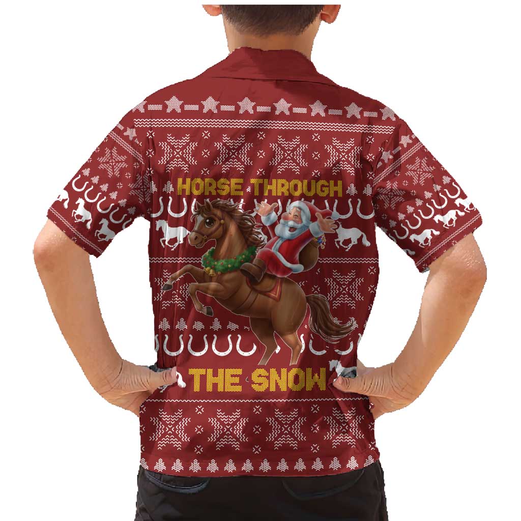 Horse Through The Snow Christmas Design Family Matching Mermaid Dress and Hawaiian Shirt Xmas Holiday Patterns - Wonder Print Shop