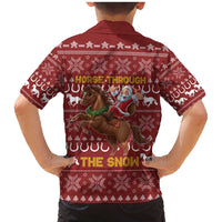 Horse Through The Snow Christmas Design Family Matching Mermaid Dress and Hawaiian Shirt Xmas Holiday Patterns - Wonder Print Shop