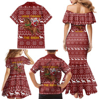Horse Through The Snow Christmas Design Family Matching Mermaid Dress and Hawaiian Shirt Xmas Holiday Patterns - Wonder Print Shop
