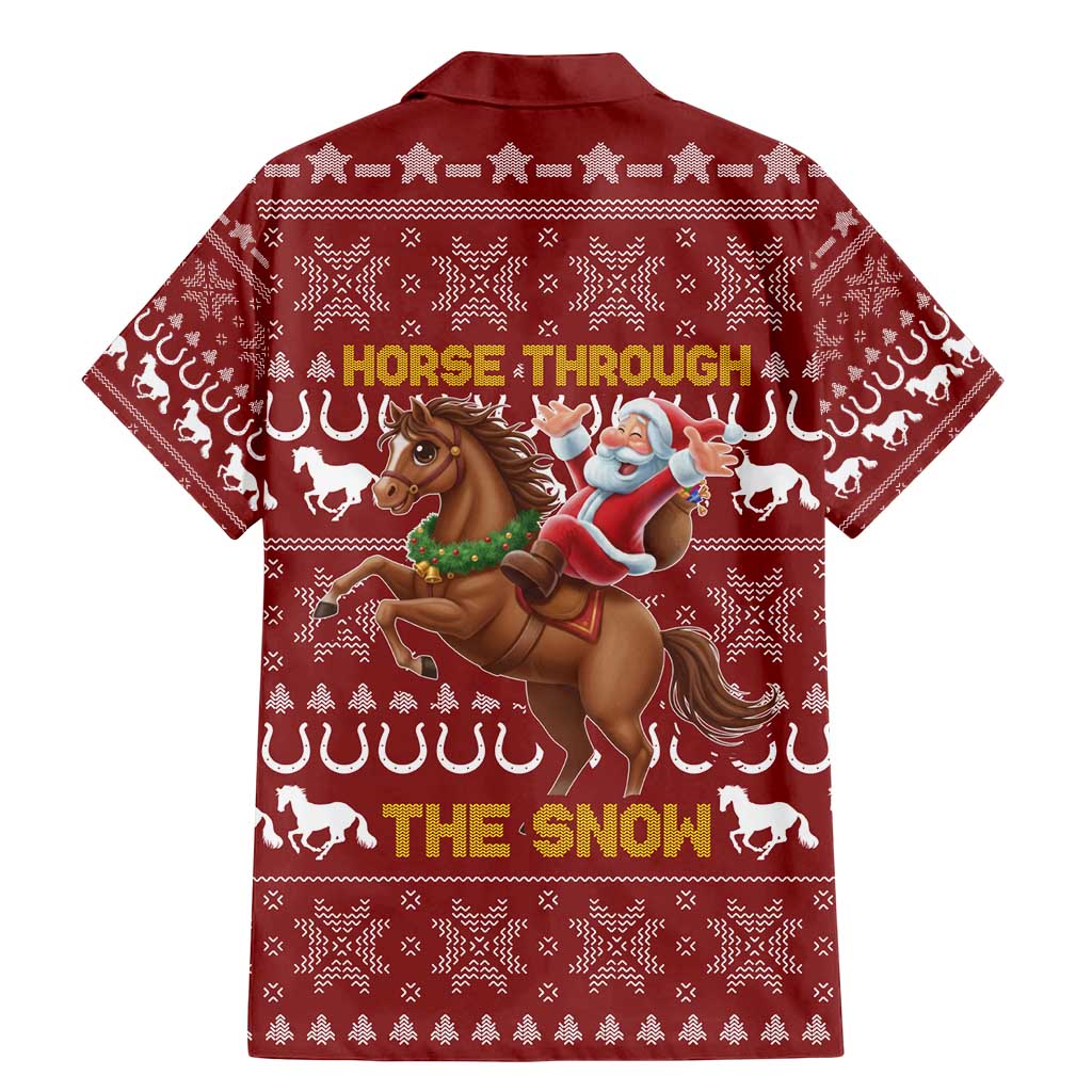 Horse Through The Snow Christmas Design Family Matching Mermaid Dress and Hawaiian Shirt Xmas Holiday Patterns - Wonder Print Shop