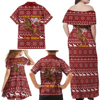 Horse Through The Snow Christmas Design Family Matching Off Shoulder Maxi Dress and Hawaiian Shirt Xmas Holiday Patterns - Wonder Print Shop