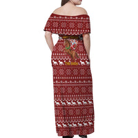 Horse Through The Snow Christmas Design Family Matching Off Shoulder Maxi Dress and Hawaiian Shirt Xmas Holiday Patterns - Wonder Print Shop