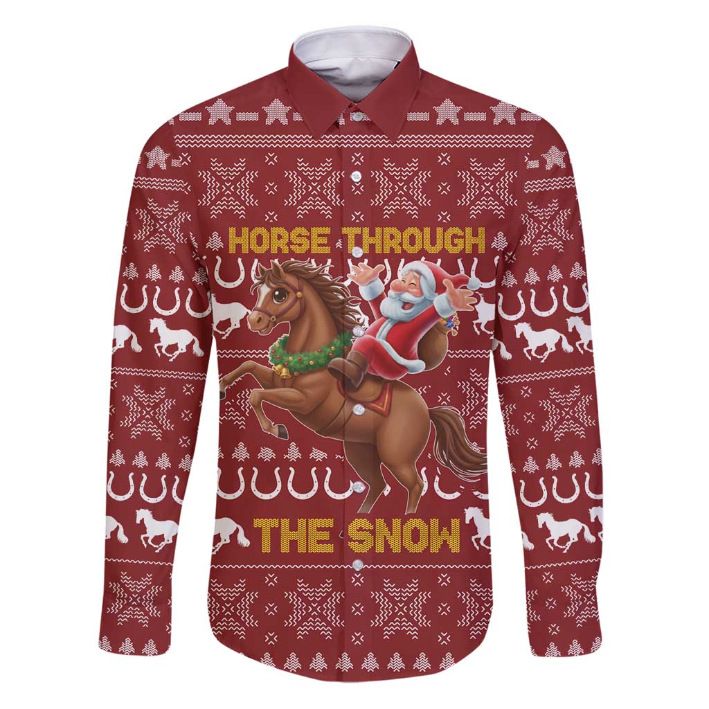 Horse Through The Snow Christmas Design Family Matching Puletasi and Hawaiian Shirt Xmas Holiday Patterns - Wonder Print Shop