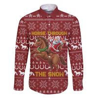 Horse Through The Snow Christmas Design Family Matching Short Sleeve Bodycon Dress and Hawaiian Shirt Xmas Holiday Patterns - Wonder Print Shop