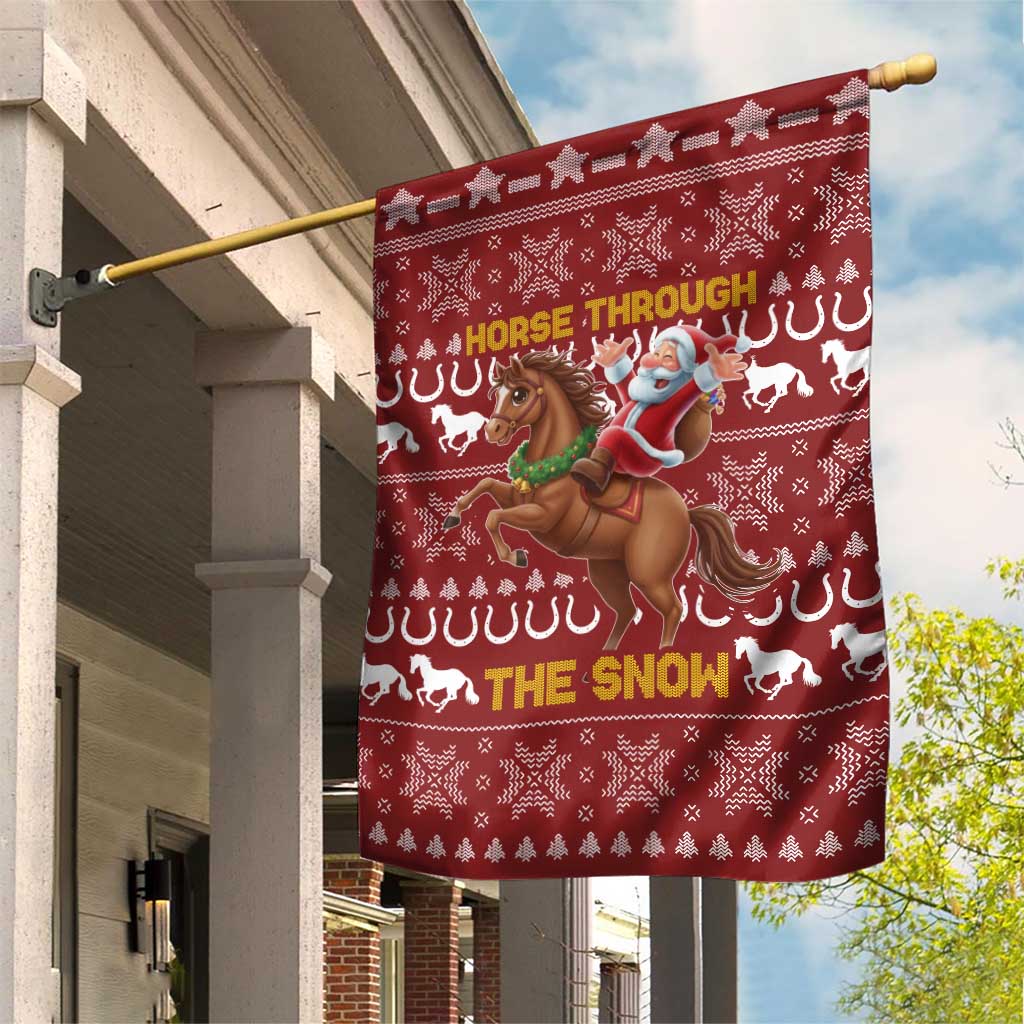 Horse Through The Snow Christmas Design Garden Flag Xmas Holiday Patterns - Wonder Print Shop