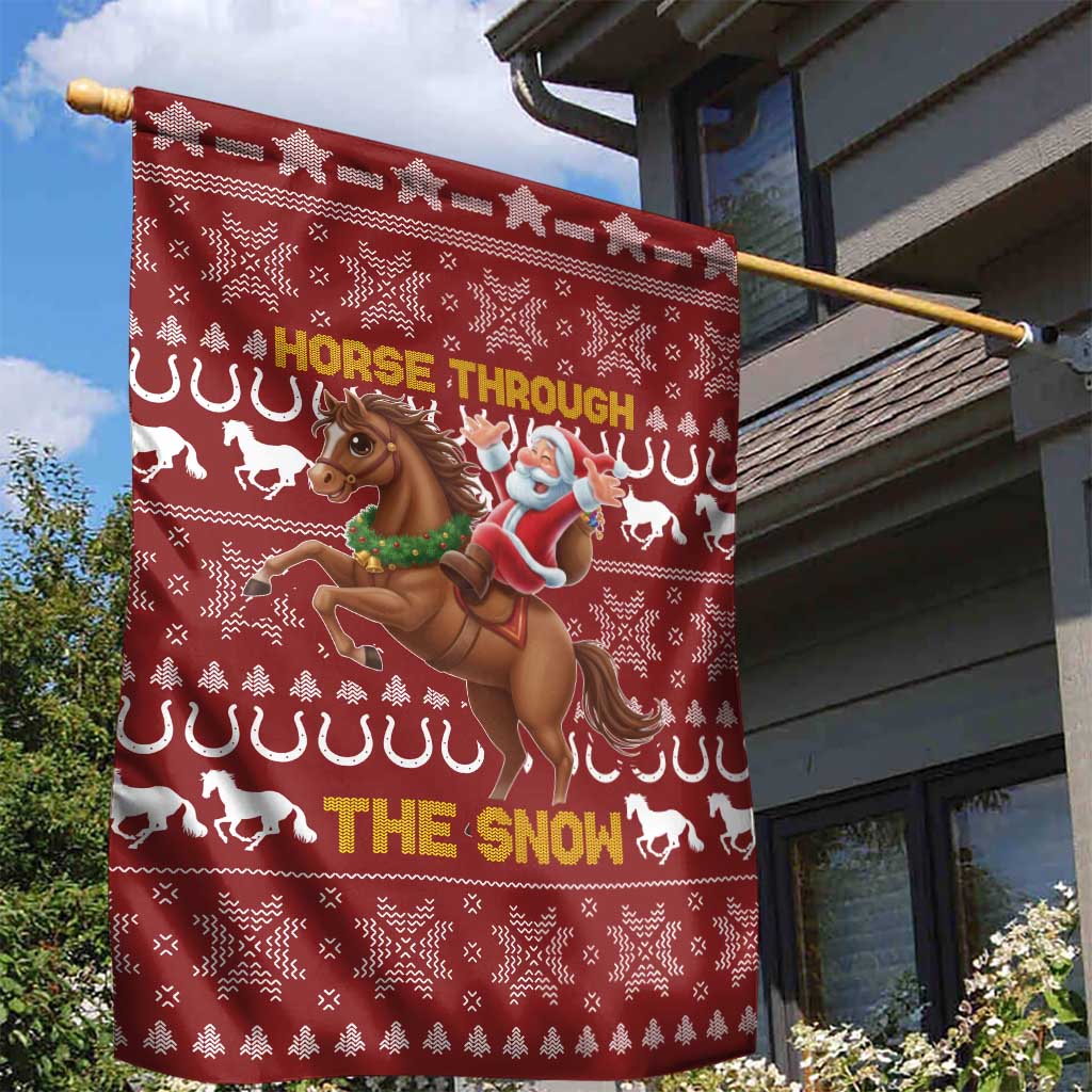 Horse Through The Snow Christmas Design Garden Flag Xmas Holiday Patterns - Wonder Print Shop