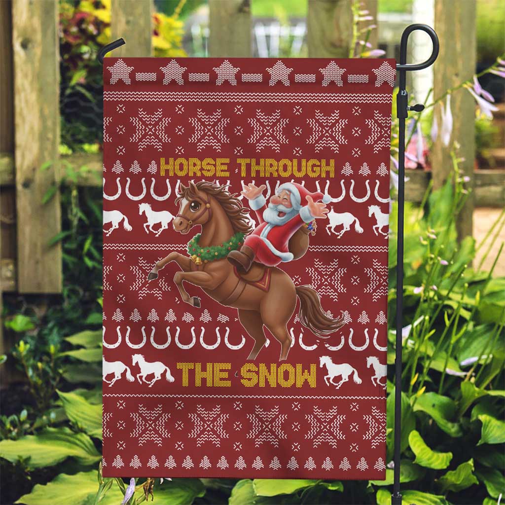 Horse Through The Snow Christmas Design Garden Flag Xmas Holiday Patterns - Wonder Print Shop