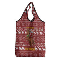Horse Through The Snow Christmas Design Grocery Bag Xmas Holiday Patterns - Wonder Print Shop