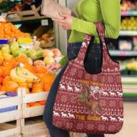 Horse Through The Snow Christmas Design Grocery Bag Xmas Holiday Patterns - Wonder Print Shop