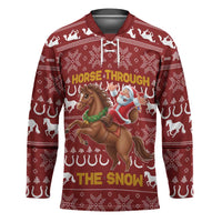 Horse Through The Snow Christmas Design Hockey Jersey Xmas Holiday Patterns - Wonder Print Shop