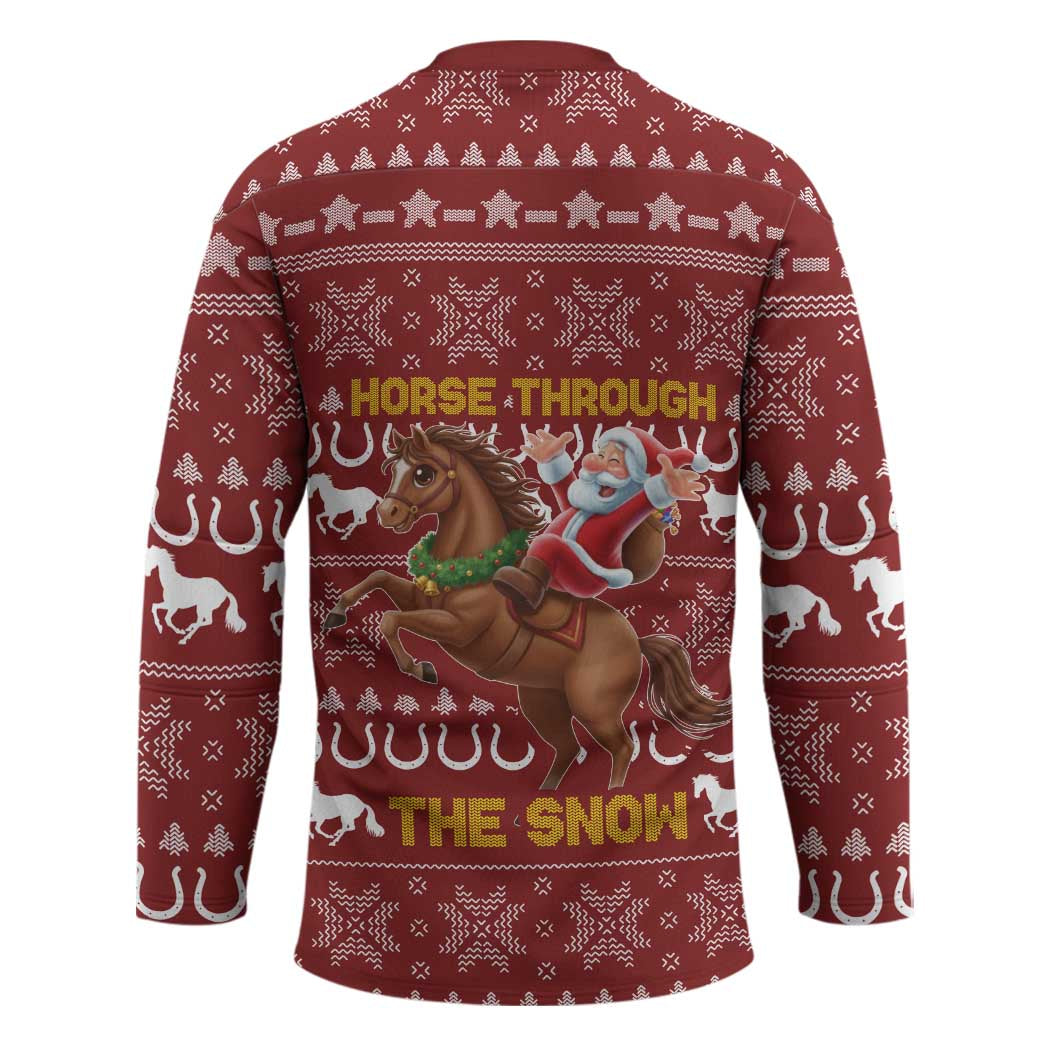 Horse Through The Snow Christmas Design Hockey Jersey Xmas Holiday Patterns - Wonder Print Shop