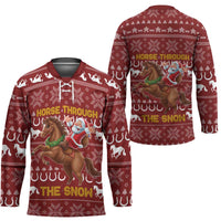 Horse Through The Snow Christmas Design Hockey Jersey Xmas Holiday Patterns - Wonder Print Shop
