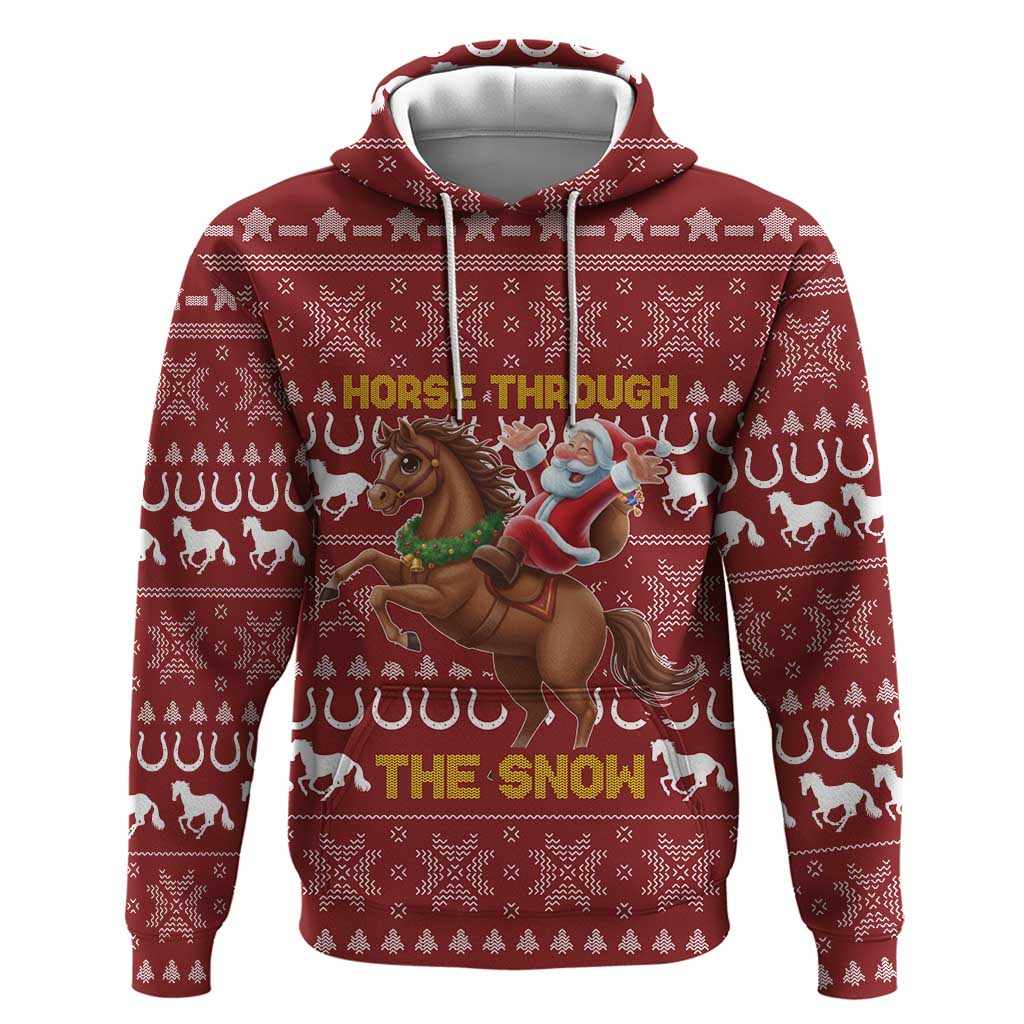 Horse Through The Snow Christmas Design Hoodie Xmas Holiday Patterns - Wonder Print Shop