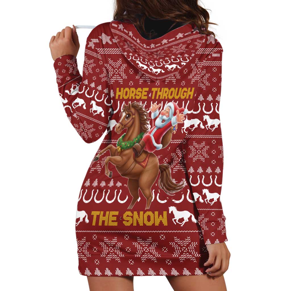 Horse Through The Snow Christmas Design Hoodie Dress Xmas Holiday Patterns - Wonder Print Shop