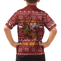Horse Through The Snow Christmas Design Kid Hawaiian Shirt Xmas Holiday Patterns - Wonder Print Shop