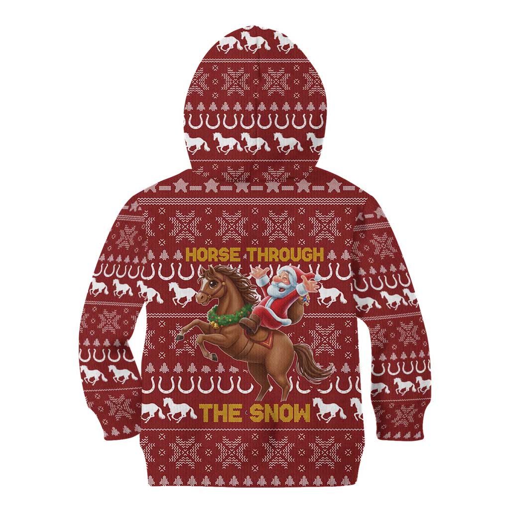 Horse Through The Snow Christmas Design Kid Hoodie Xmas Holiday Patterns - Wonder Print Shop