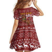 Horse Through The Snow Christmas Design Kid Short Sleeve Dress Xmas Holiday Patterns - Wonder Print Shop