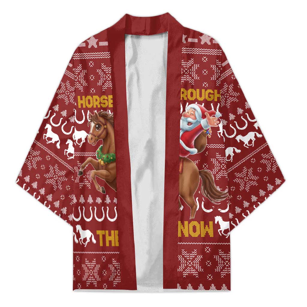 Horse Through The Snow Christmas Design Kimono Xmas Holiday Patterns - Wonder Print Shop