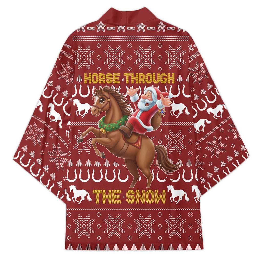 Horse Through The Snow Christmas Design Kimono Xmas Holiday Patterns - Wonder Print Shop