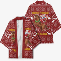 Horse Through The Snow Christmas Design Kimono Xmas Holiday Patterns - Wonder Print Shop