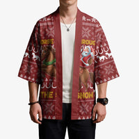 Horse Through The Snow Christmas Design Kimono Xmas Holiday Patterns - Wonder Print Shop
