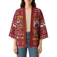 Horse Through The Snow Christmas Design Kimono Xmas Holiday Patterns - Wonder Print Shop