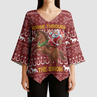 Horse Through The Snow Christmas Design Kimono Sleeve Blouse Xmas Holiday Patterns - Wonder Print Shop