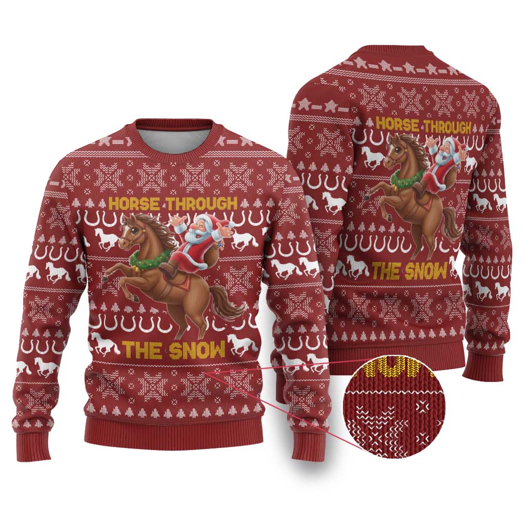 Horse Through The Snow Christmas Design Ugly Christmas Sweater Xmas Holiday Patterns - Wonder Print Shop
