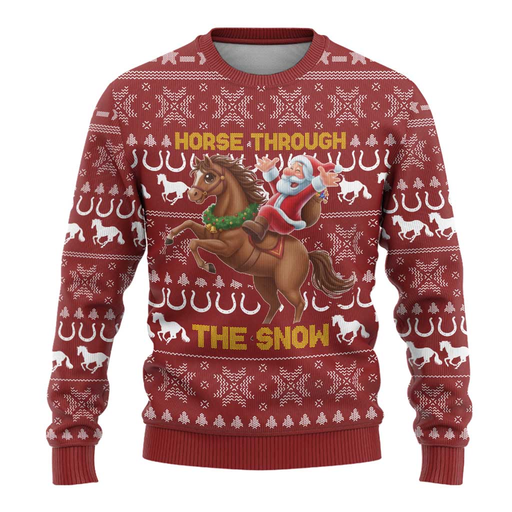 Horse Through The Snow Christmas Design Ugly Christmas Sweater Xmas Holiday Patterns - Wonder Print Shop