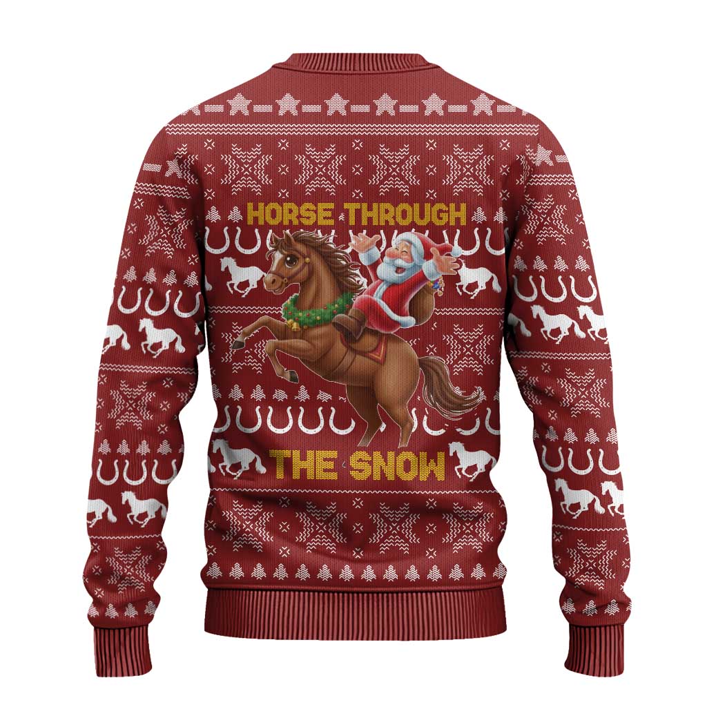 Horse Through The Snow Christmas Design Ugly Christmas Sweater Xmas Holiday Patterns - Wonder Print Shop