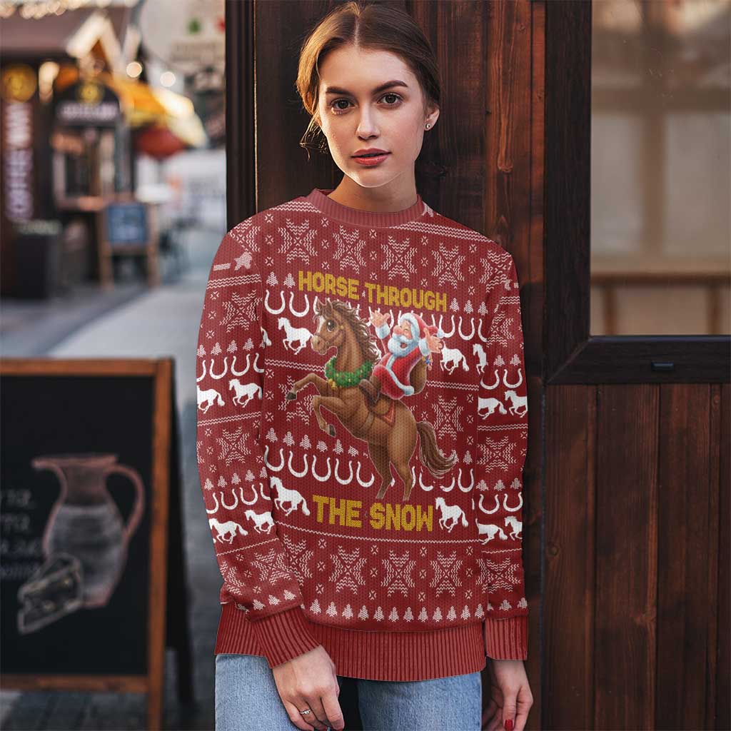 Horse Through The Snow Christmas Design Ugly Christmas Sweater Xmas Holiday Patterns - Wonder Print Shop