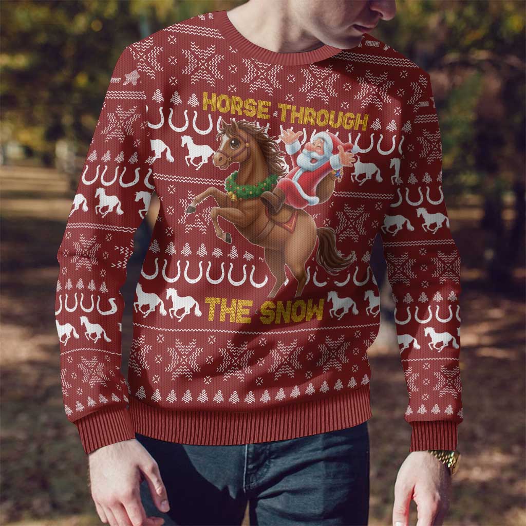 Horse Through The Snow Christmas Design Ugly Christmas Sweater Xmas Holiday Patterns - Wonder Print Shop