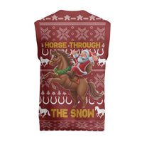 Horse Through The Snow Christmas Design Christmas Knitted V-Neck Vest Xmas Holiday Patterns - Wonder Print Shop