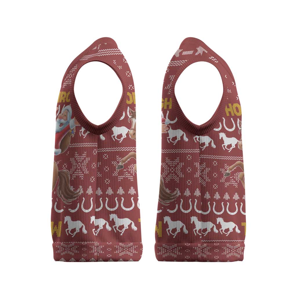 Horse Through The Snow Christmas Design Christmas Knitted V-Neck Vest Xmas Holiday Patterns - Wonder Print Shop