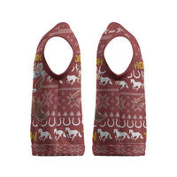 Horse Through The Snow Christmas Design Christmas Knitted V-Neck Vest Xmas Holiday Patterns - Wonder Print Shop