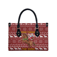 Horse Through The Snow Christmas Design Leather Bag Xmas Holiday Patterns - Wonder Print Shop