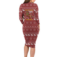 Horse Through The Snow Christmas Design Long Sleeve Bodycon Dress Xmas Holiday Patterns - Wonder Print Shop