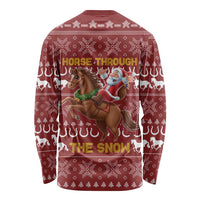 Horse Through The Snow Christmas Design Long Sleeve Shirt Xmas Holiday Patterns - Wonder Print Shop