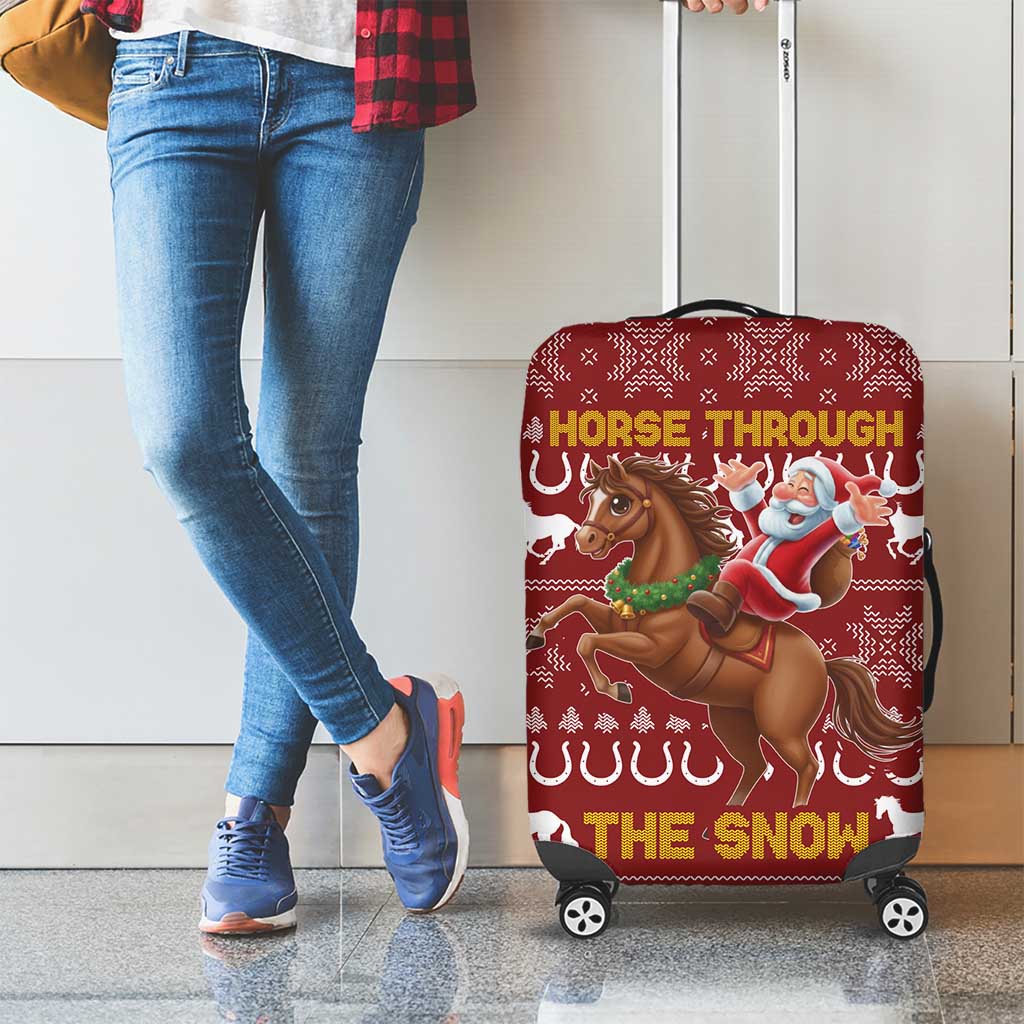 Horse Through The Snow Christmas Design Luggage Cover Xmas Holiday Patterns - Wonder Print Shop