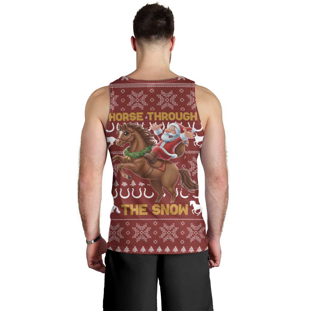Horse Through The Snow Christmas Design Men Tank Top Xmas Holiday Patterns - Wonder Print Shop