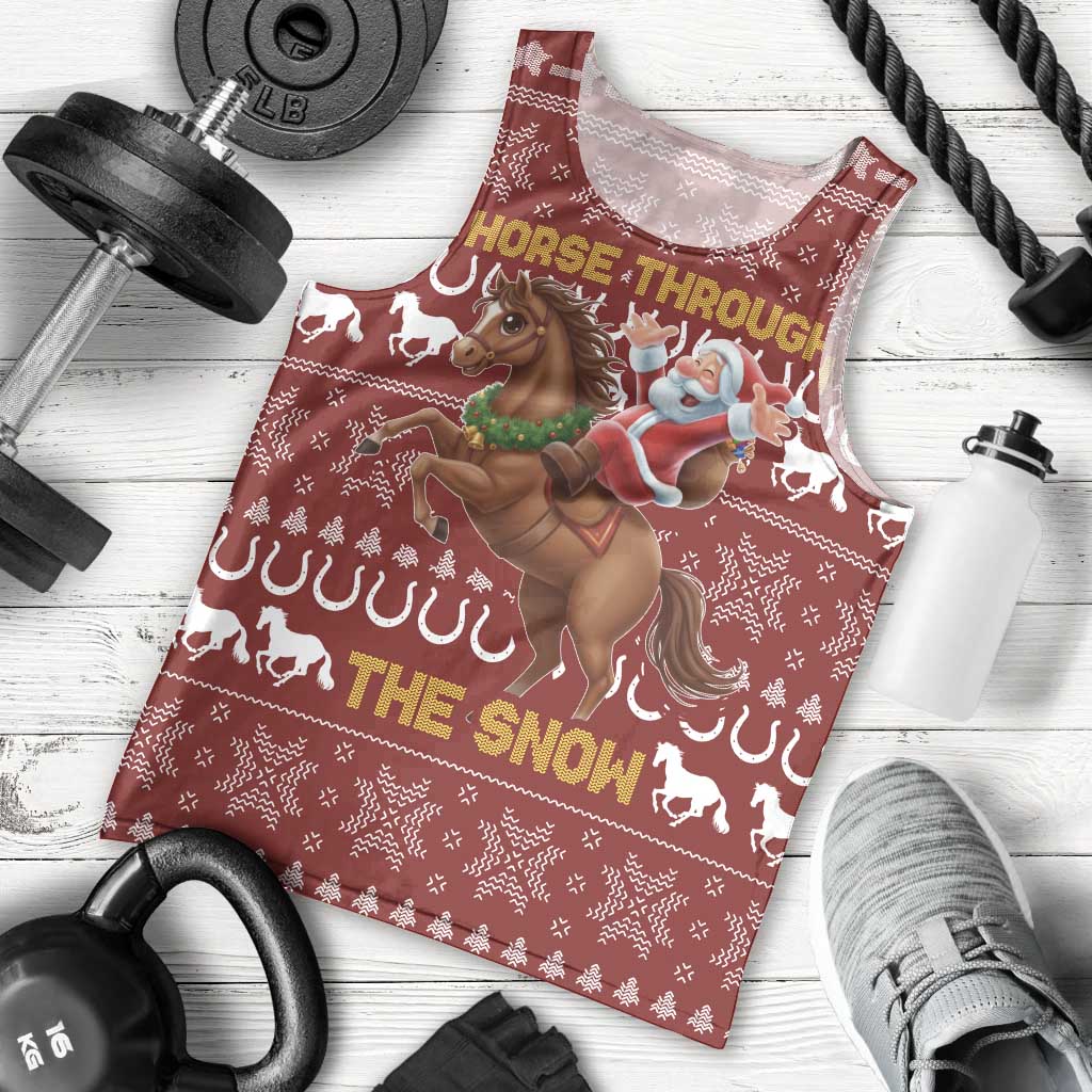 Horse Through The Snow Christmas Design Men Tank Top Xmas Holiday Patterns - Wonder Print Shop