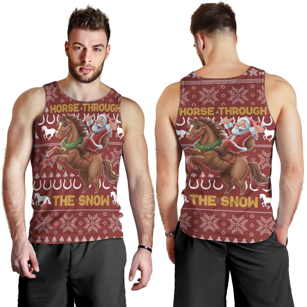 Horse Through The Snow Christmas Design Men Tank Top Xmas Holiday Patterns - Wonder Print Shop
