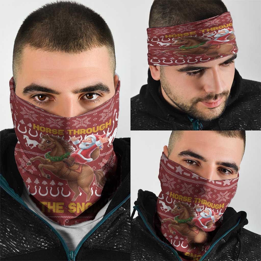 Horse Through The Snow Christmas Design Neck Gaiter Xmas Holiday Patterns - Wonder Print Shop