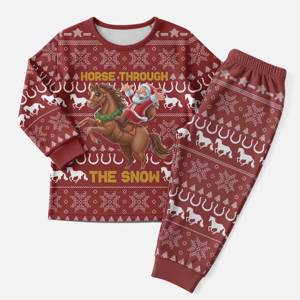 Horse Through The Snow Christmas Design Christmas Pajama Set Xmas Holiday Patterns - Wonder Print Shop