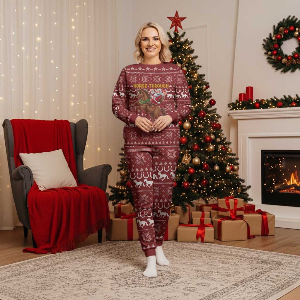 Horse Through The Snow Christmas Design Christmas Pajama Set Xmas Holiday Patterns - Wonder Print Shop