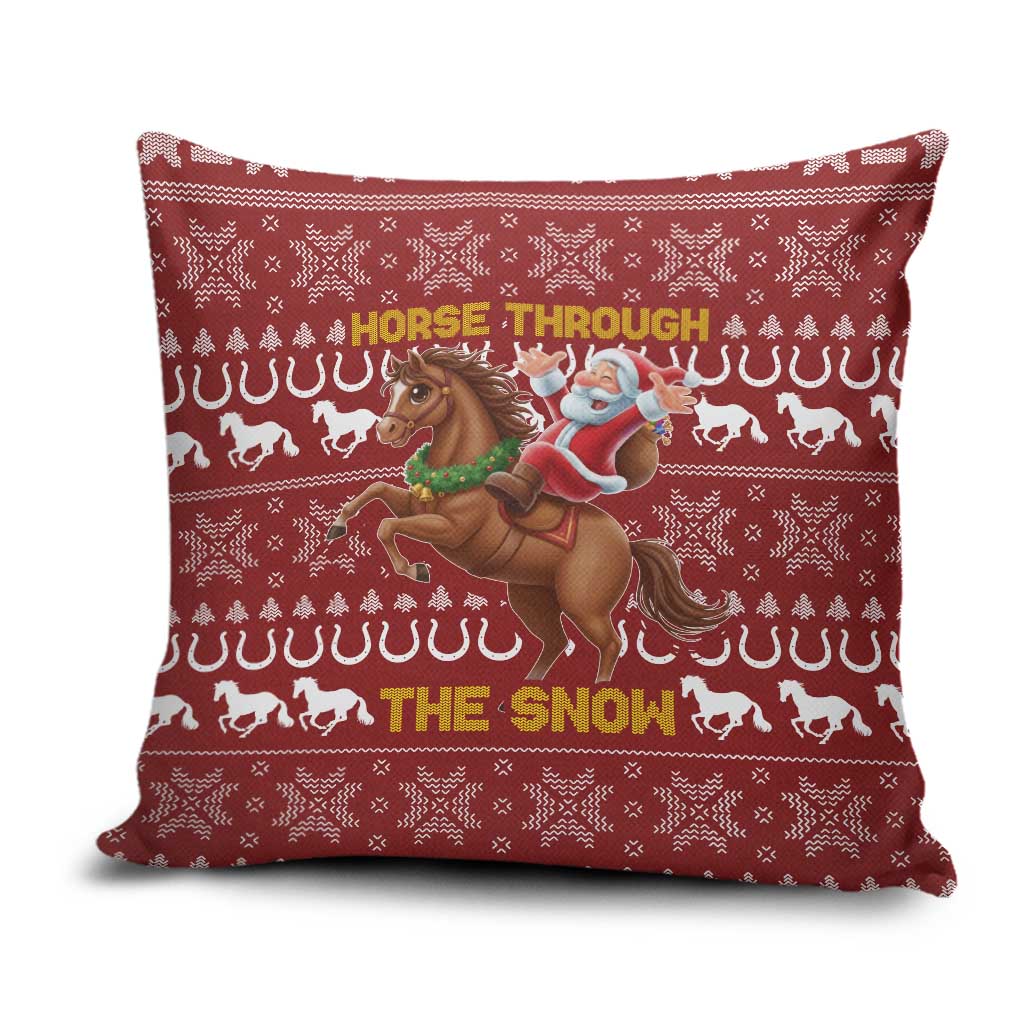 Horse Through The Snow Christmas Design Pillow Cover Xmas Holiday Patterns - Wonder Print Shop
